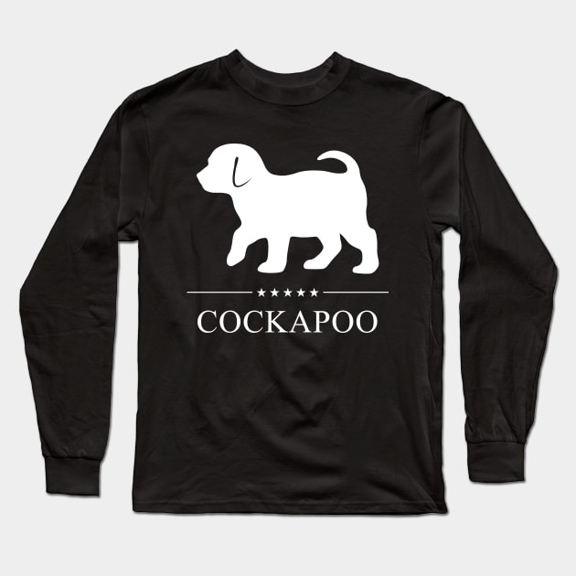 Cockapoo Dog White Silhouette Long Sleeve T-Shirt by millersye